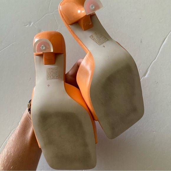 NWOB Jeffery Campbell Anthropologie Square Toe Mules Orange Leather Sz 6 - Picture 6 of 7